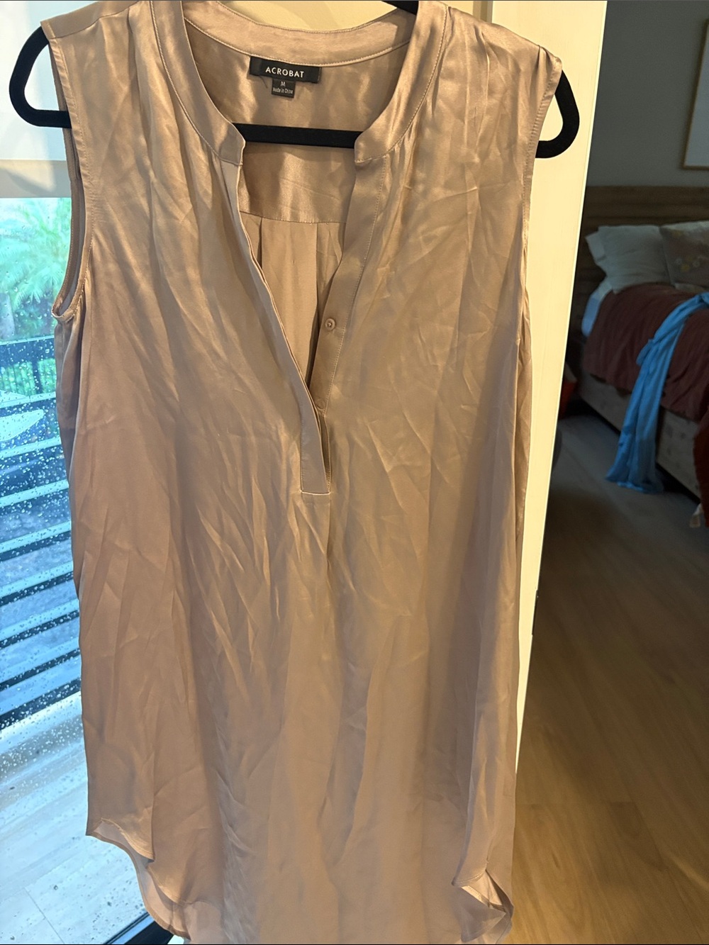 Acrobat Sleeveless Satin Tunic/dress in taupe